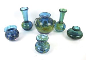 Six pieces of Mdina Maltese glass.