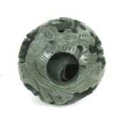 An oriental carved soapstone puzzle ball. With five sections, Diameter 9.