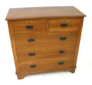 A late Victorian Satin Walnut chest of drawers.