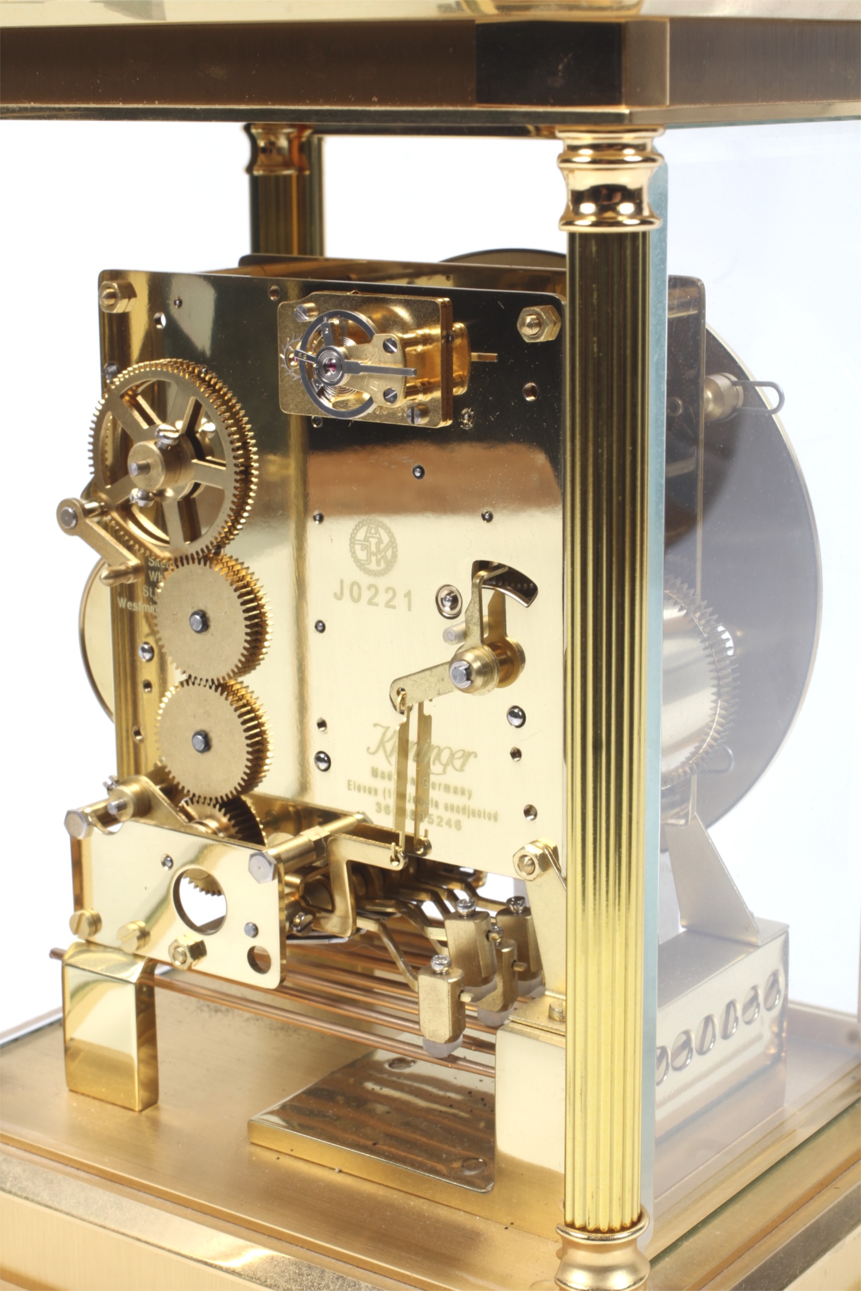 A Kieniger brass chiming mantel clock. - Image 5 of 6