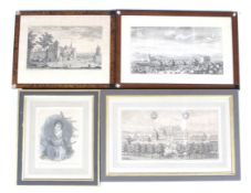 A collection of four assorted Scandinavian 18th and 19th century engravings: hand coloured 'Charles