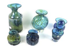 Six pieces of Mdina Maltese glass.
