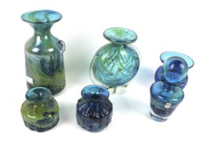 Six pieces of Mdina Maltese glass.