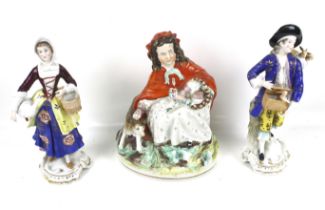 Three Staffordshire figures.