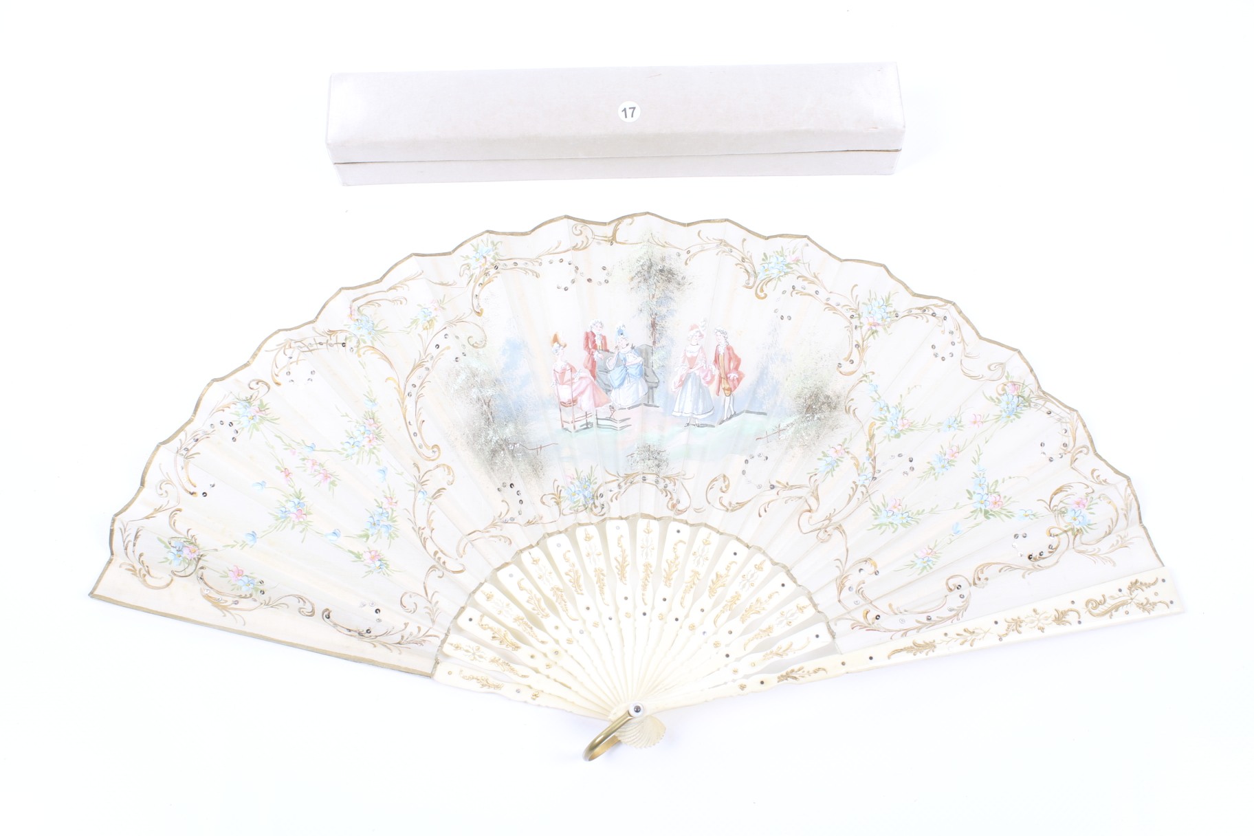 A 19th century folding fan. - Image 2 of 3