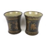 A pair of 18th century chinoiserie concave beakers.