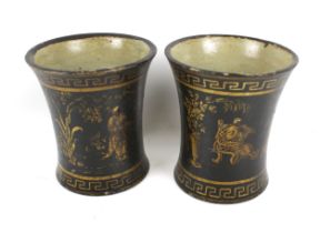 A pair of 18th century chinoiserie concave beakers.