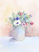 Carrie Diamond, watercolour, 'Anemones'. Signed lower right. Dated circa 1970 verso. 30cm x 23cm.