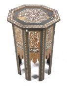 A late 19th century Moorish octagonal occasional table.