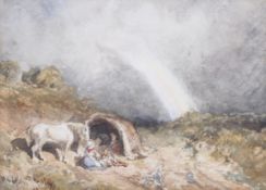 19th century English school watercolour. 'Sheltering from the storm', unsigned, 11.