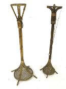 Two bamboo and rattan standard lamps.