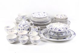 A vintage blue and white 'Denmark' dinner and tea service.