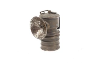 A Early Bicycle Carbide Lamp. 'Premier Lamp & Eng Co Ltd, Leeds Eng', brass ridged lamp.