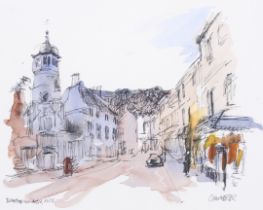 David Chandler pen and watercolour painting 'Bradford on Avon'. Signed bottom right.