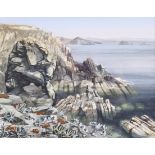 John Rogers watercolour. 'Calm Coastal Waters', signed and dated 1984, 20.5cm x 25.
