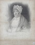 A 19th century print of a portrait. 'Mrs Hannah Moore', engraved by J.