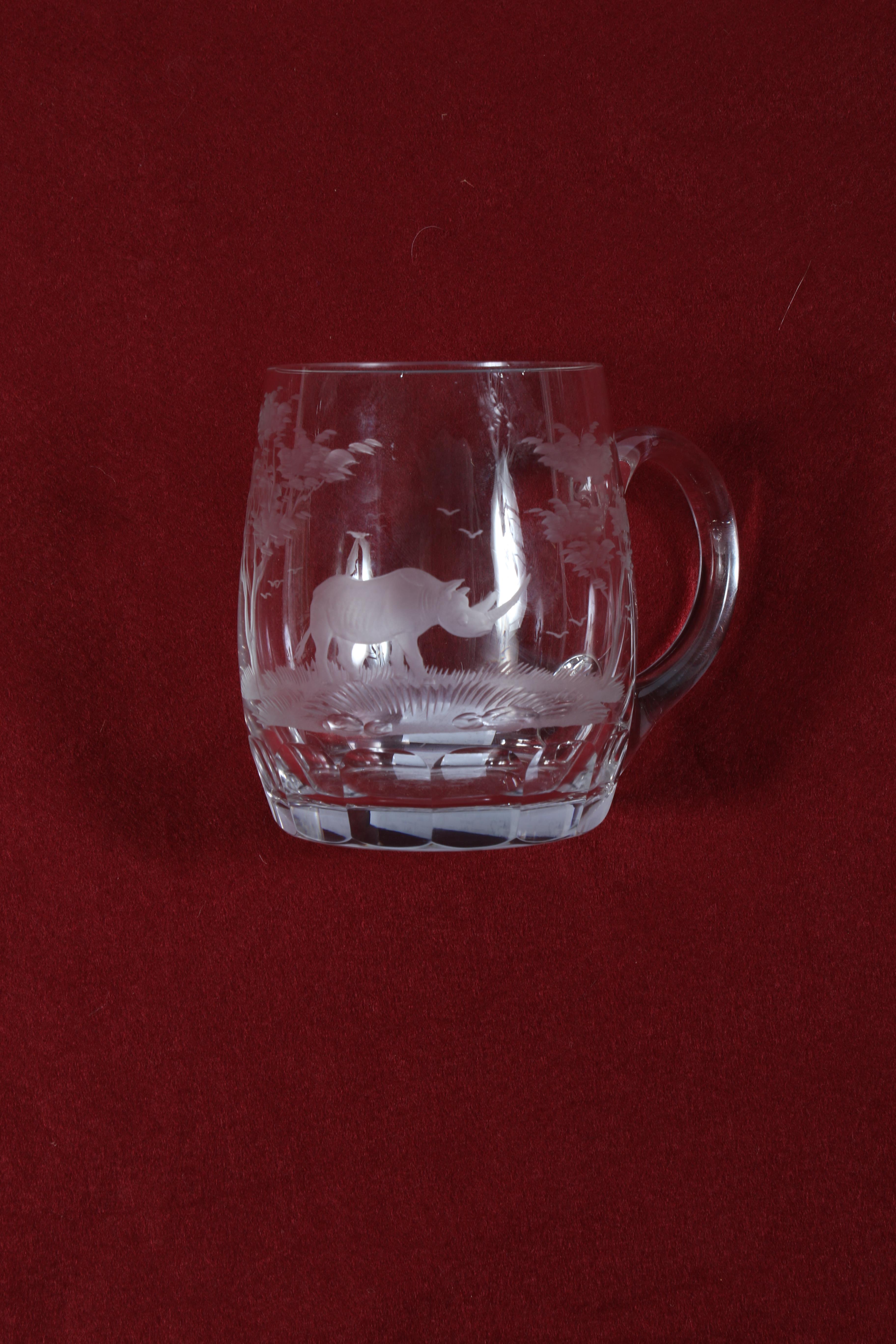 A Rowland Ward ( taxidermist) commissioned etched glass tankard. - Image 4 of 6