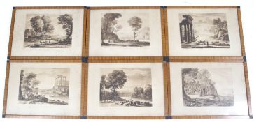 Richard Earlum after Claude le Lorrain (1600-1682), six sepia engravings.