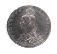 A Victorian 1887 silver florin coin. Weight 22.5g.