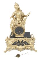 A French Japy Freres 8 day striking gilt spelter and slate mantel clock.