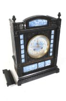 An Aesthetic enamel and ebonized wood cased mantel clock. An eight day CAF movement inscribed E.