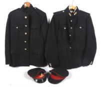 An assortment of military uniforms.