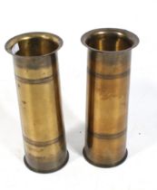 A pair of brass trench art shell cases.
