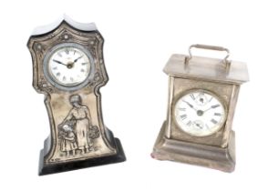 Two assorted vintage mantel clocks.
