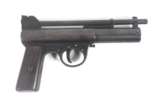 A 1930s Webley and Scott .22 caliber Mk I air pistol.