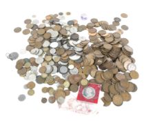 A large assortment of 19th century and later world coins.
