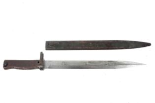 A possibly WWII bayonet with steel scabbard.