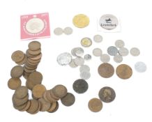 An assortment of coins.