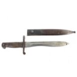 A Spanish WWII 1941 Bolo bayonet and scabbard. With steel scabbard. Total length circa 40.