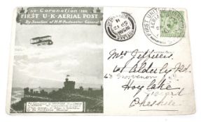 A 1911 First UK Aerial Post postcard.