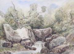 David Hall McKewan (1816-1873), watercolour. 'Rocky Stream', framed and glazed.