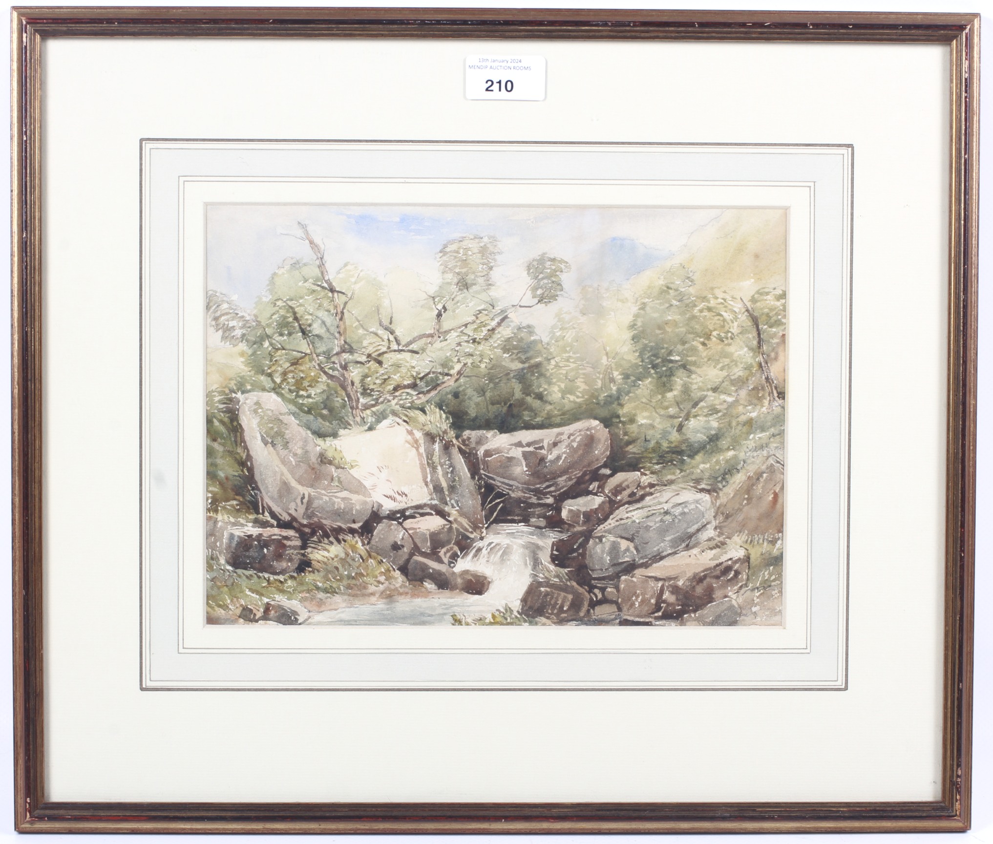 David Hall McKewan (1816-1873), watercolour. 'Rocky Stream', framed and glazed. - Image 2 of 2