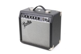 A Fender Frontman 15G guitar practise amp.