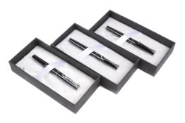 Three Diplomat Esteem fountain pens. Cased and boxed.