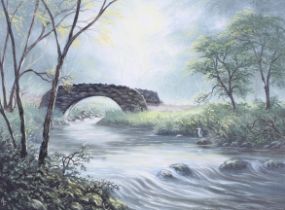 Alan Fursland oil on canvas. 'Heron's Watch, Pool Bridge Exmoor', signed 'AF', marked verso, 29.