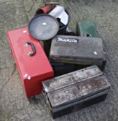 A quantity of assorted vintage tool boxes and contents.