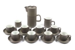A mid-century Denby pottery Chevron two-tone coffee set for eight.