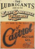 A vintage Castrol Oil & East Somerset Railway advertising tin sign.