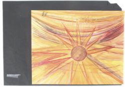 Possibly Nathalie Gontcharova (Russian 1881-1962), watercolour on paper. 'The Hot Sun in the Sky'.