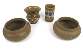 Four Doulton pots.