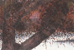 Costas Andrew Mikellides (1938-2019) msia, fcsd, watercolour, 'Tree near Bilabong' Australia.
