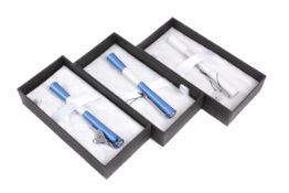 Three Diplomat Balance fountain pens. Cased and boxed.