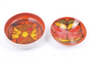 Two mid-century Poole Pottery Delphis bowls. Max.