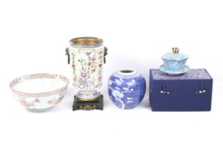 A collection of four assorted Chinese ceramic items.