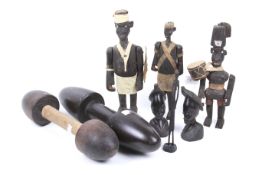 An assortment of collectables. Comprising a Tribal hand made musical rattle instrument.