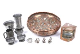 A assortment of 19th century and later metalware.